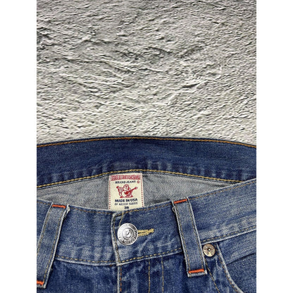 True Religion vintage blue jeans white big logo bootcut