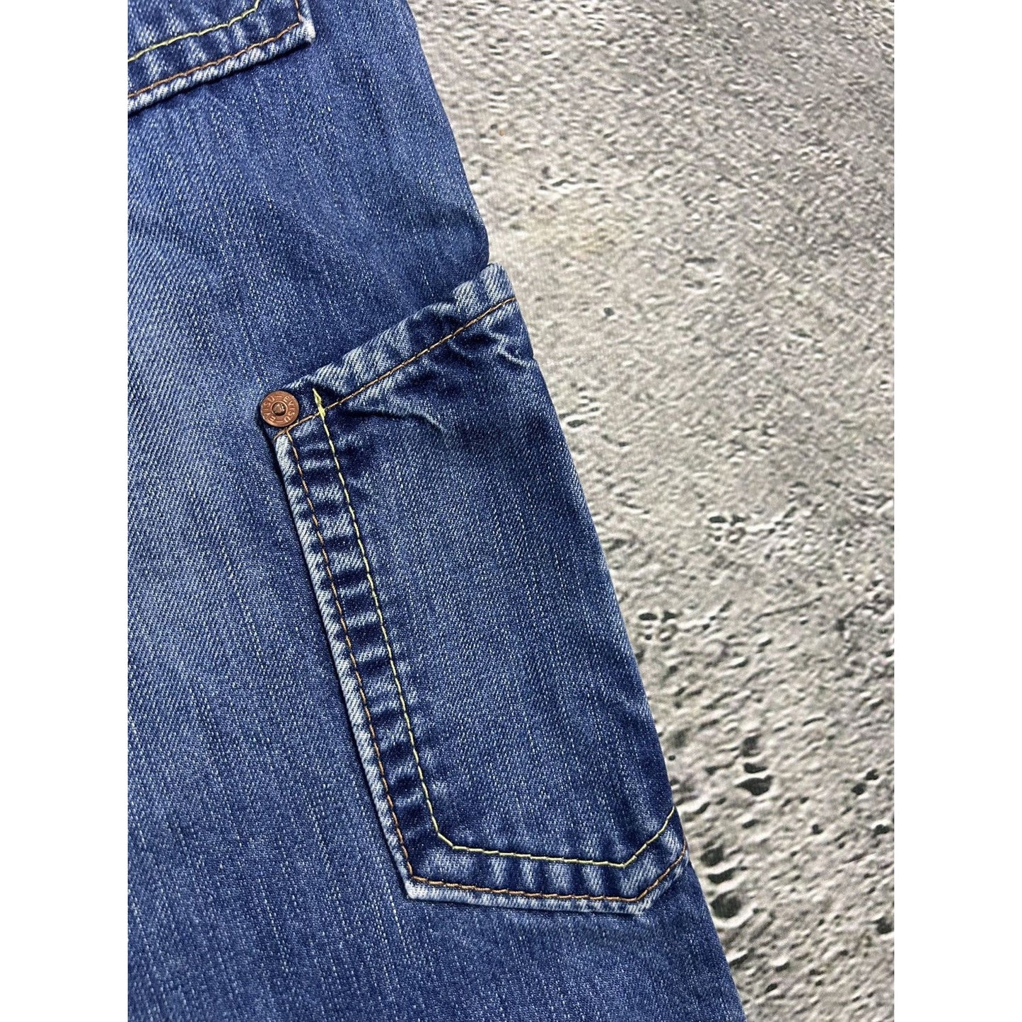 Evisu EU ED jeans vintage denim pants cargo navy blue Y2K