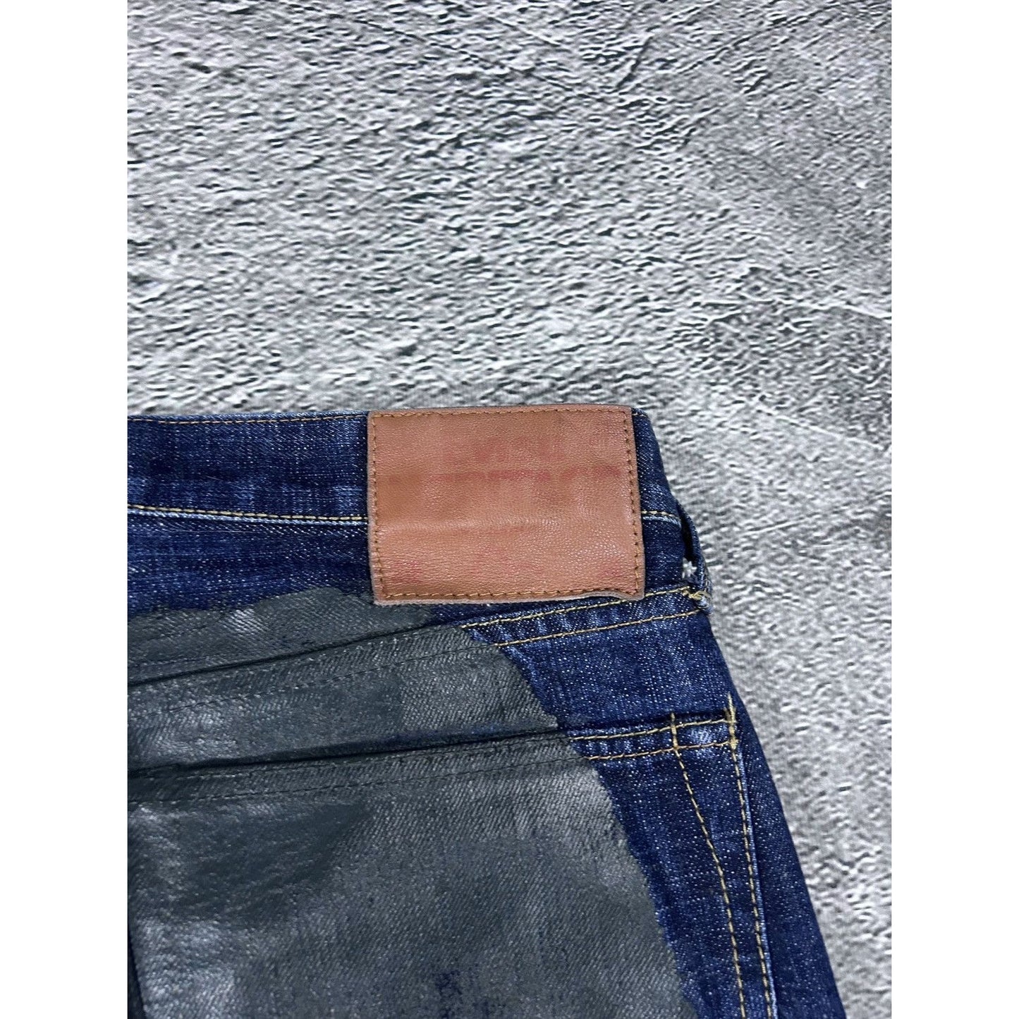 Evisu jeans daicock big logo khaki selvedge denim navy blue