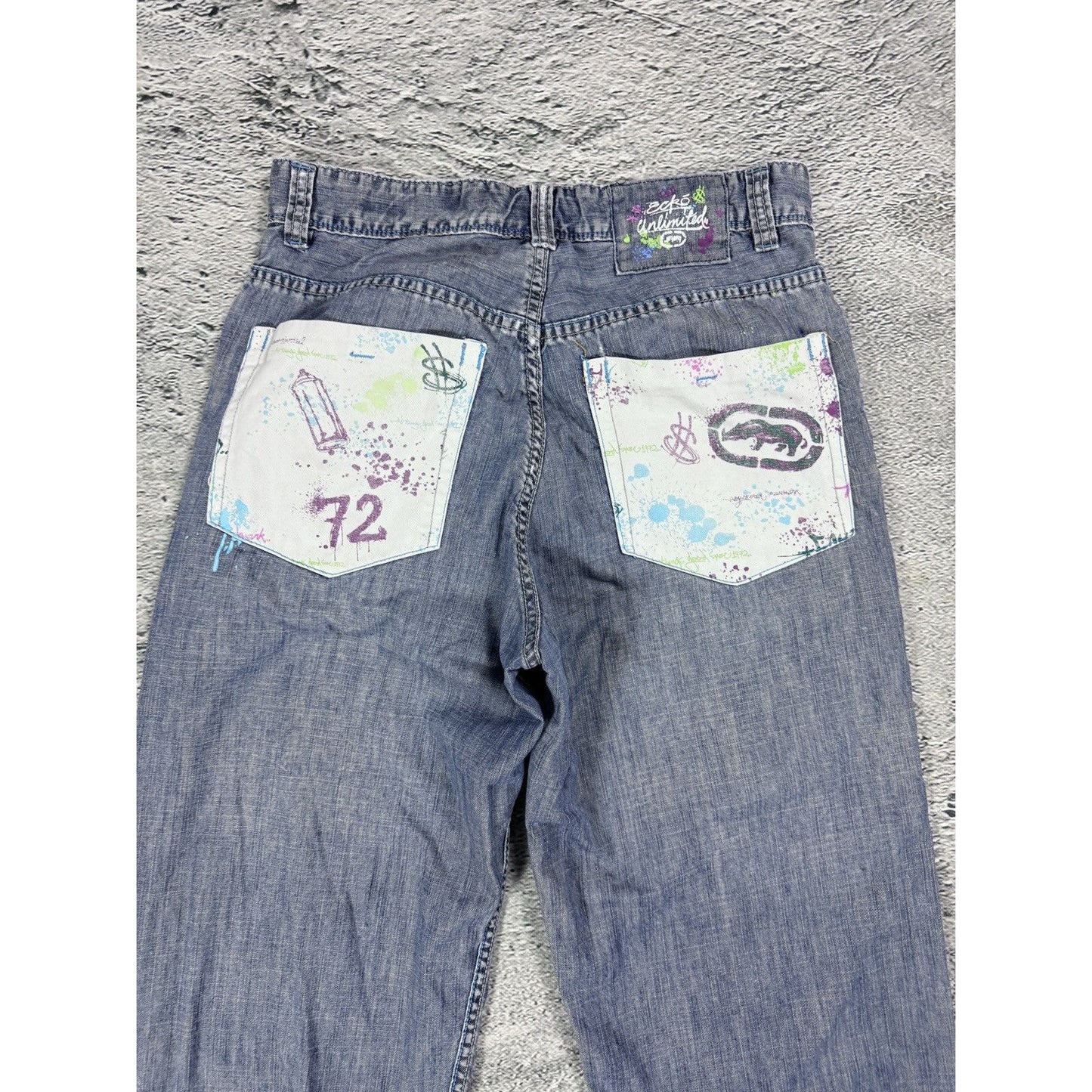 Ecko Baggy Painted hip-hop jeans denim pants Y2K