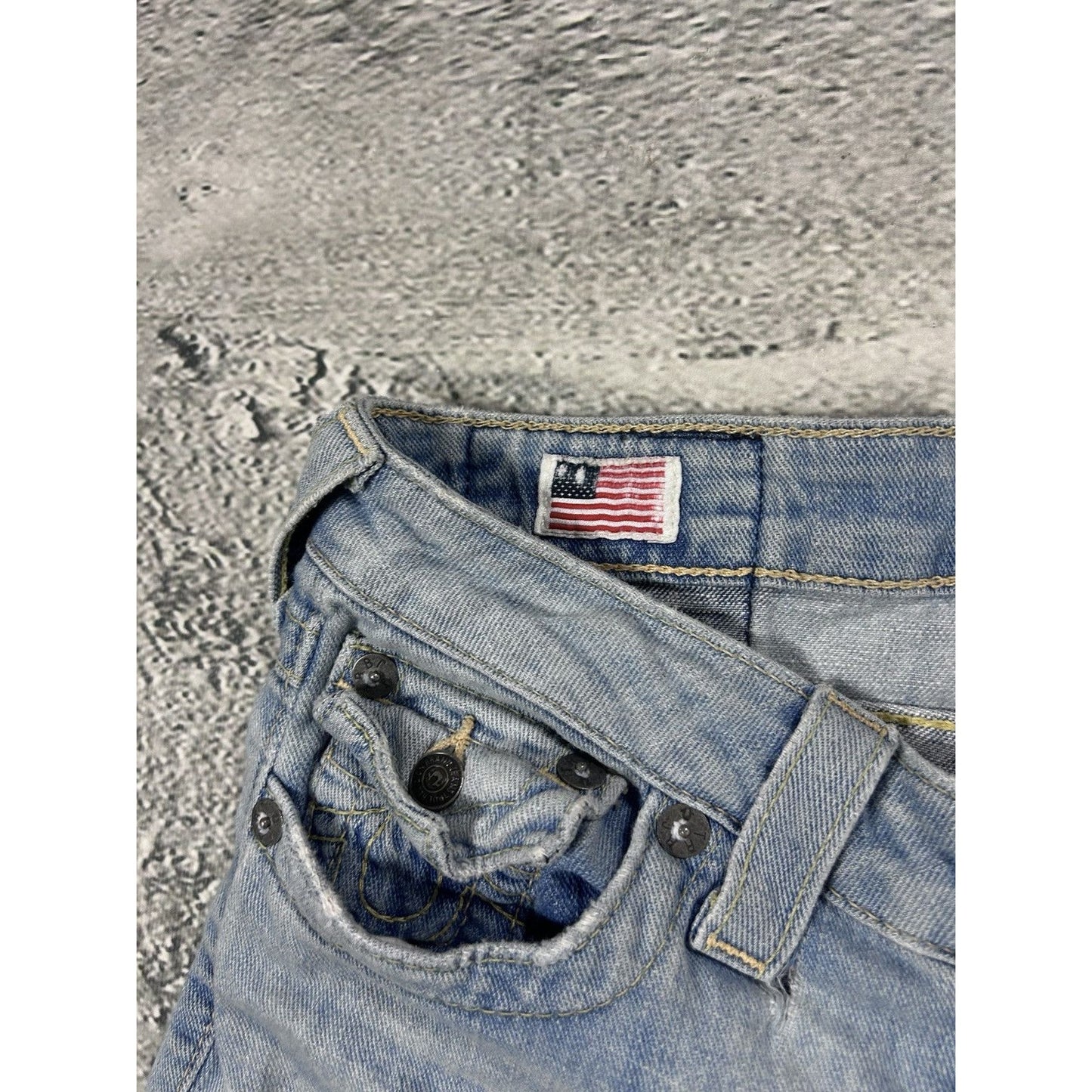 True Religion blue jeans hippie flared bootcut stitching