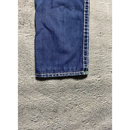 True Religion vintage jeans blue thick stitching white Y2K