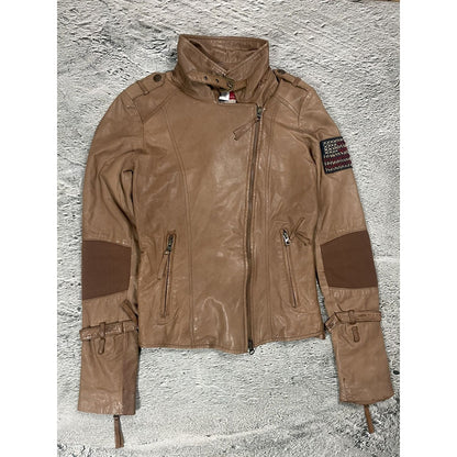 True Religion leather jacket brown Y2K Avant Garde kill bill