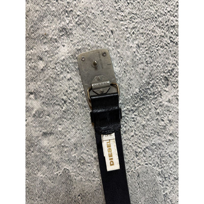 Diesel belt leather big buckle brown studded