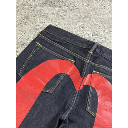Evisu jeans daicock cargo big logo red selvedge denim