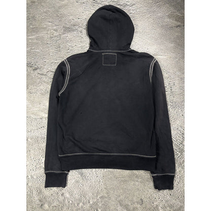 True Religion vintage black navy zip hoodie contrast stitch