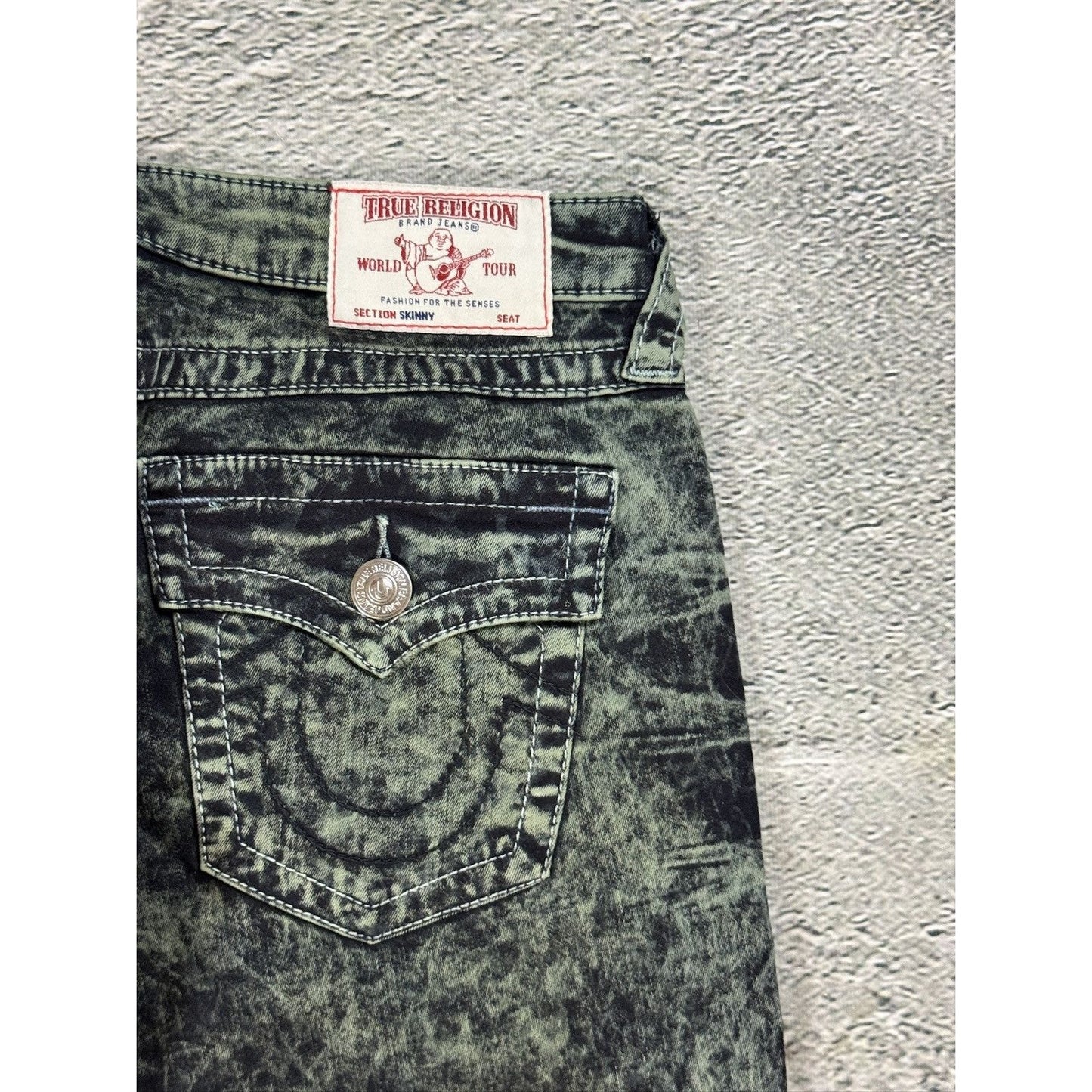 True Religion jeans skinny marble camo khaki green