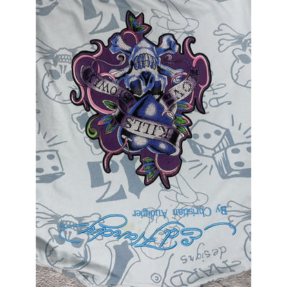 Ed Hardy zip hoodie baby blue vintage Y2K Christian Audigier