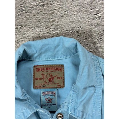 True Religion denim jacket blue turquoise Y2K vintage