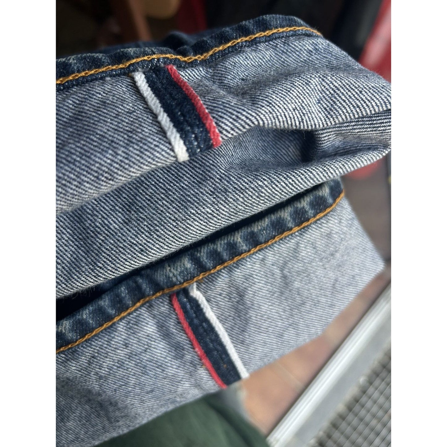 Evisu jeans vintage handpainted seagull logo selvedge white