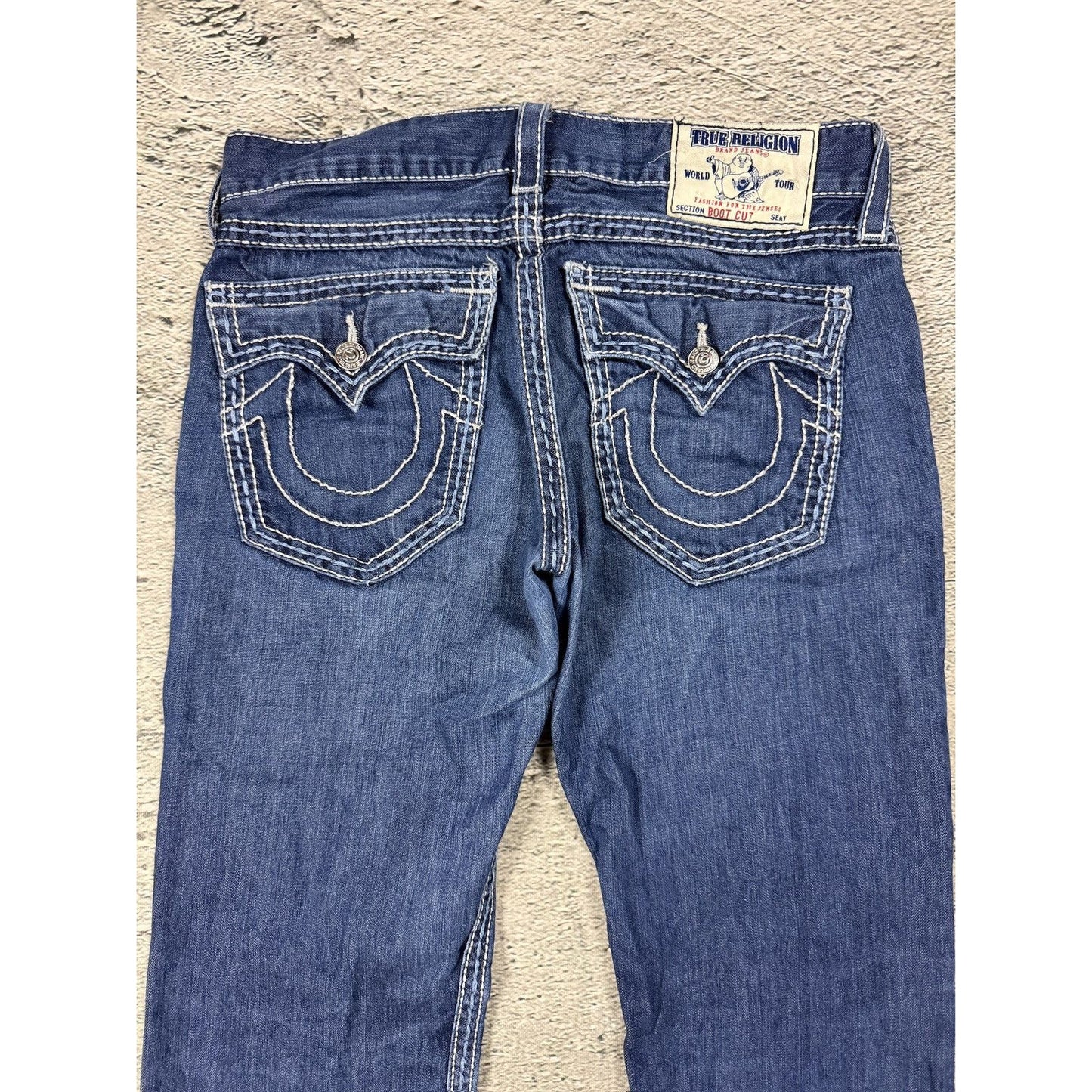 True Religion blue jeans white stitching Y2K bootcut