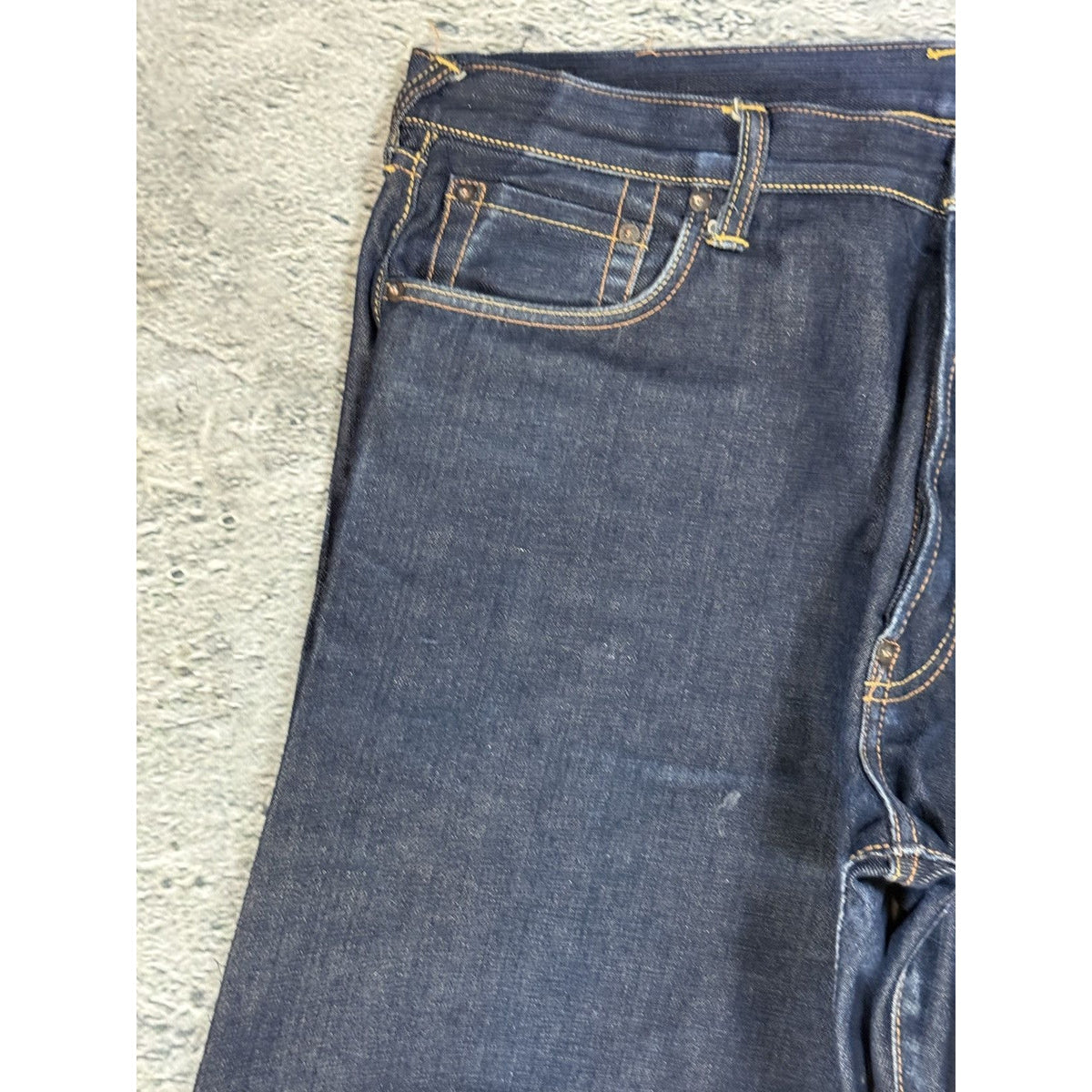Evisu jeans daicock big logo yellow selvedge denim