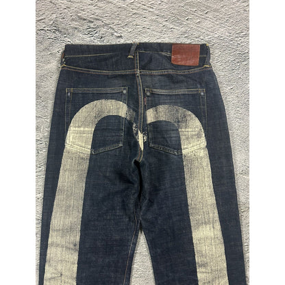 Evisu jeans white daicock big logo blue selvedge denim
