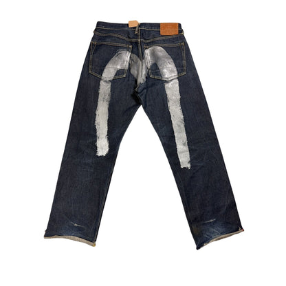 Evisu jeans daicock silver big logo selvedge denim