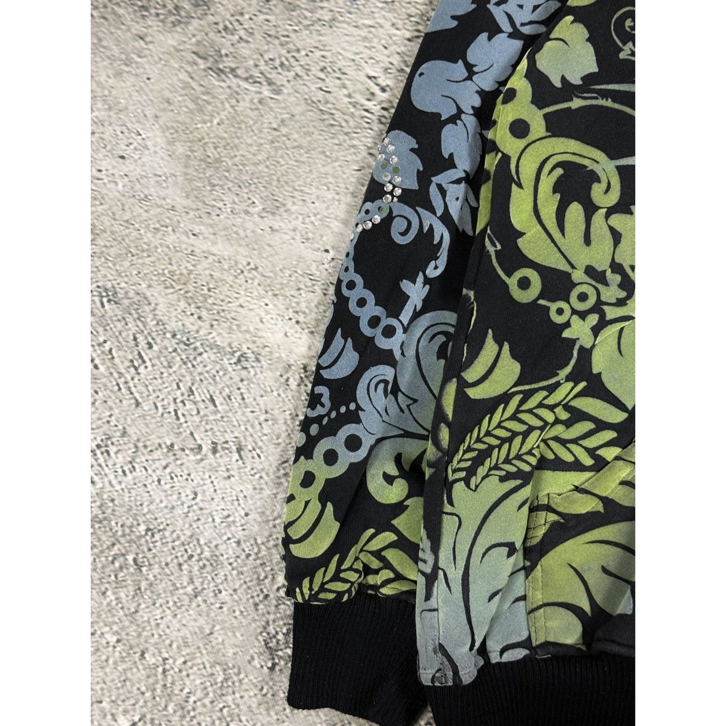 Pelle Pelle zip hoodie big logo rhinestones black green