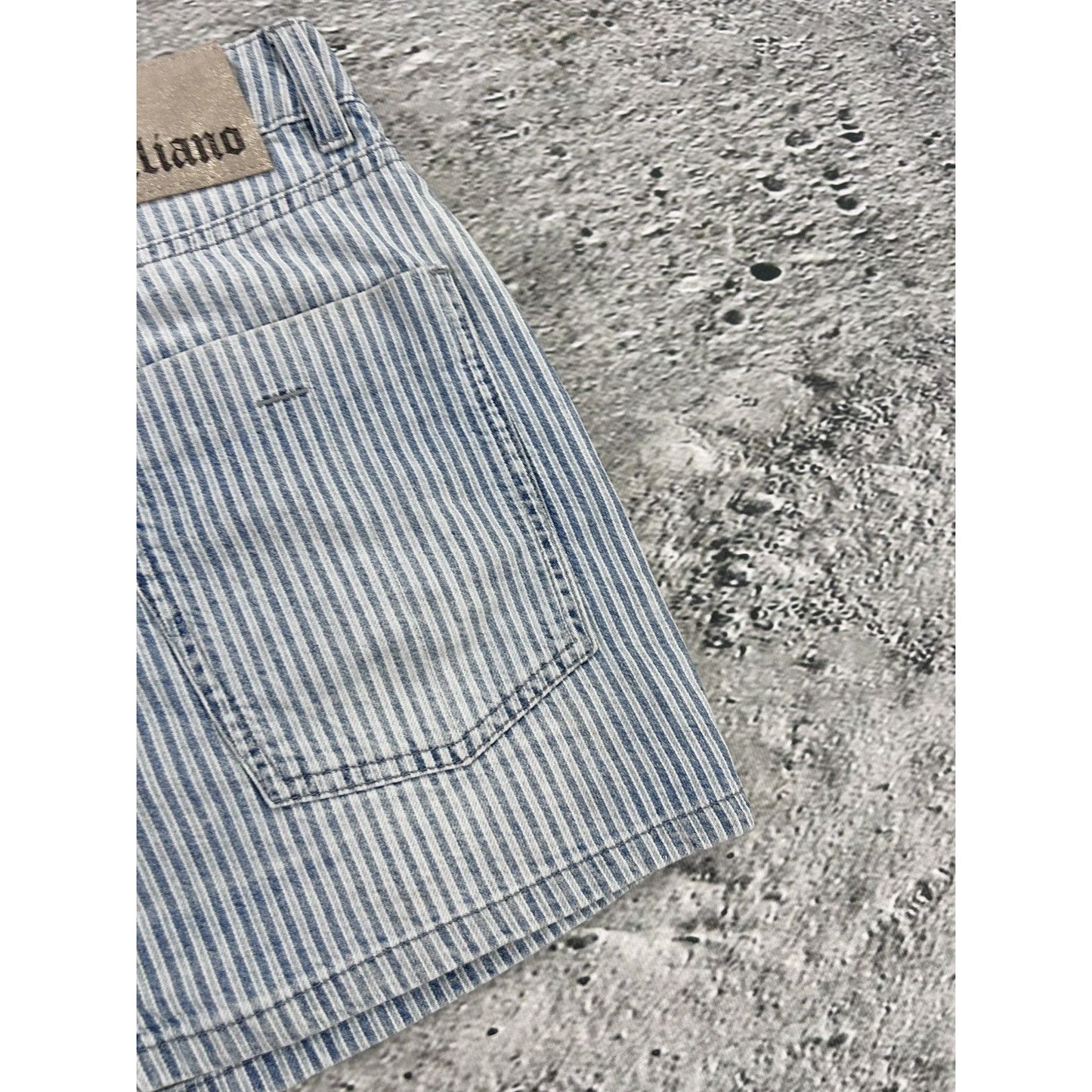 Galliano mini denim skirt striped blue