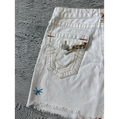 True Religion vintage mini skirt denim white