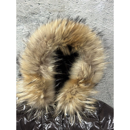 Moncler puffer jacket Albertina Brown Fur boxy hooded