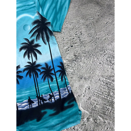 Hawaiian Shirt vintage Don Amigo palms beach sea summer
