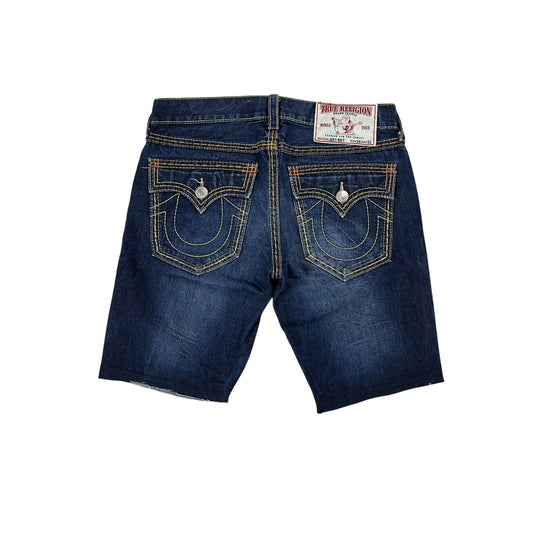 True Religion jorts denim shorts navy stitching Ricky