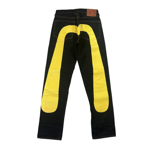 Evisu jeans daicock big logo yellow selvedge denim