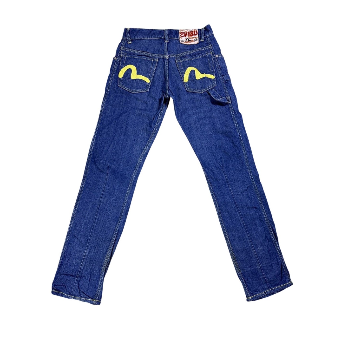 Evisu EU ED jeans vintage denim pants cargo blue yellow Y2K