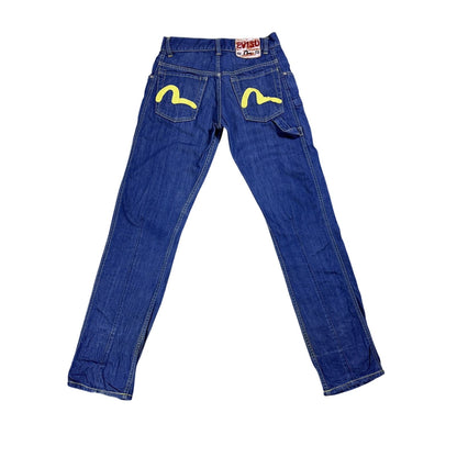 Evisu EU ED jeans vintage denim pants cargo blue yellow Y2K