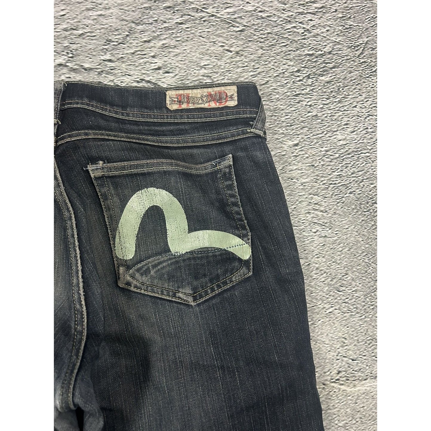 Evisu x Puma jeans vintage grey bootcut mint seagulls
