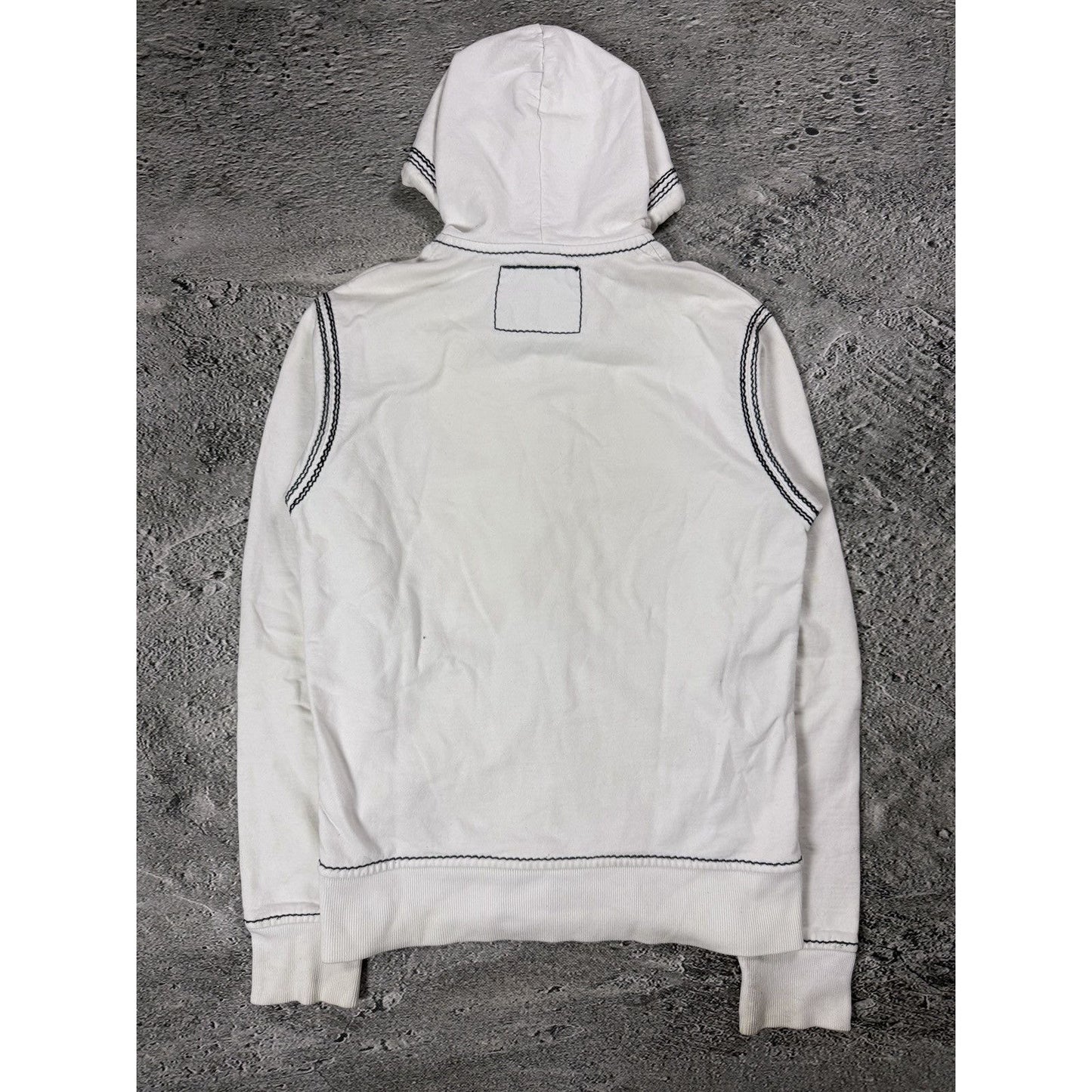 True Religion zip hoodie vintage white thick stitching Y2K
