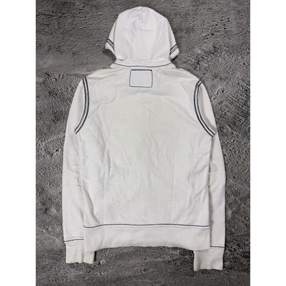True Religion zip hoodie vintage white thick stitching Y2K