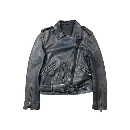 Allsaints Vintage Leather Jacket biker Avant Garde gray