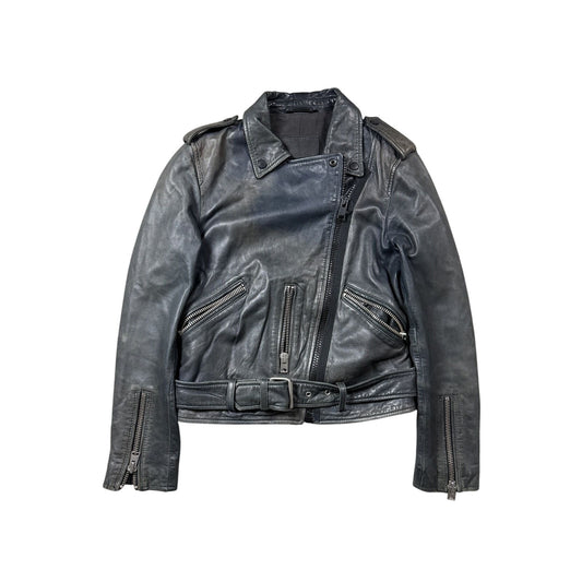 Allsaints Vintage Leather Jacket biker Avant Garde gray