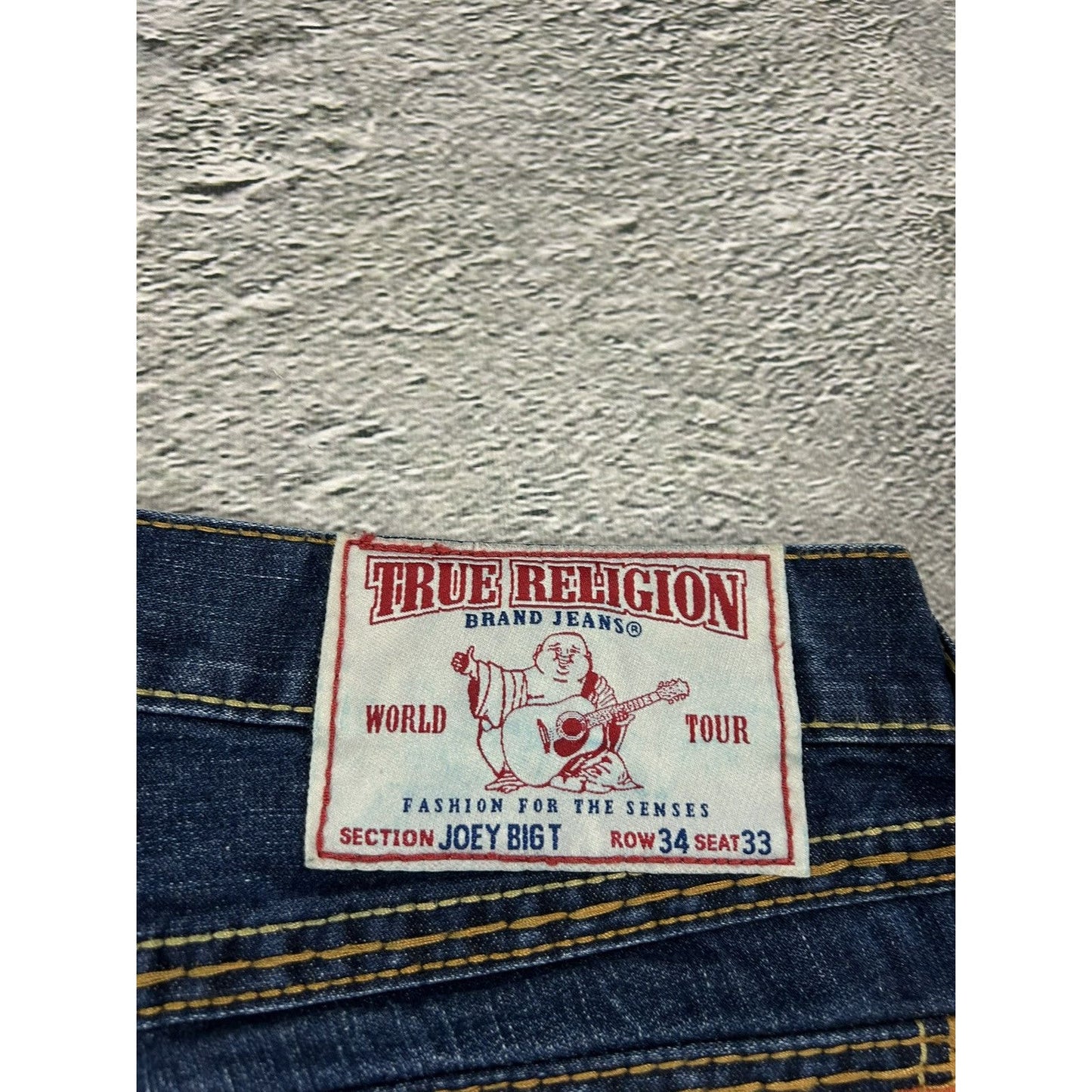 True Religion jorts denim shorts navy stitching Ricky