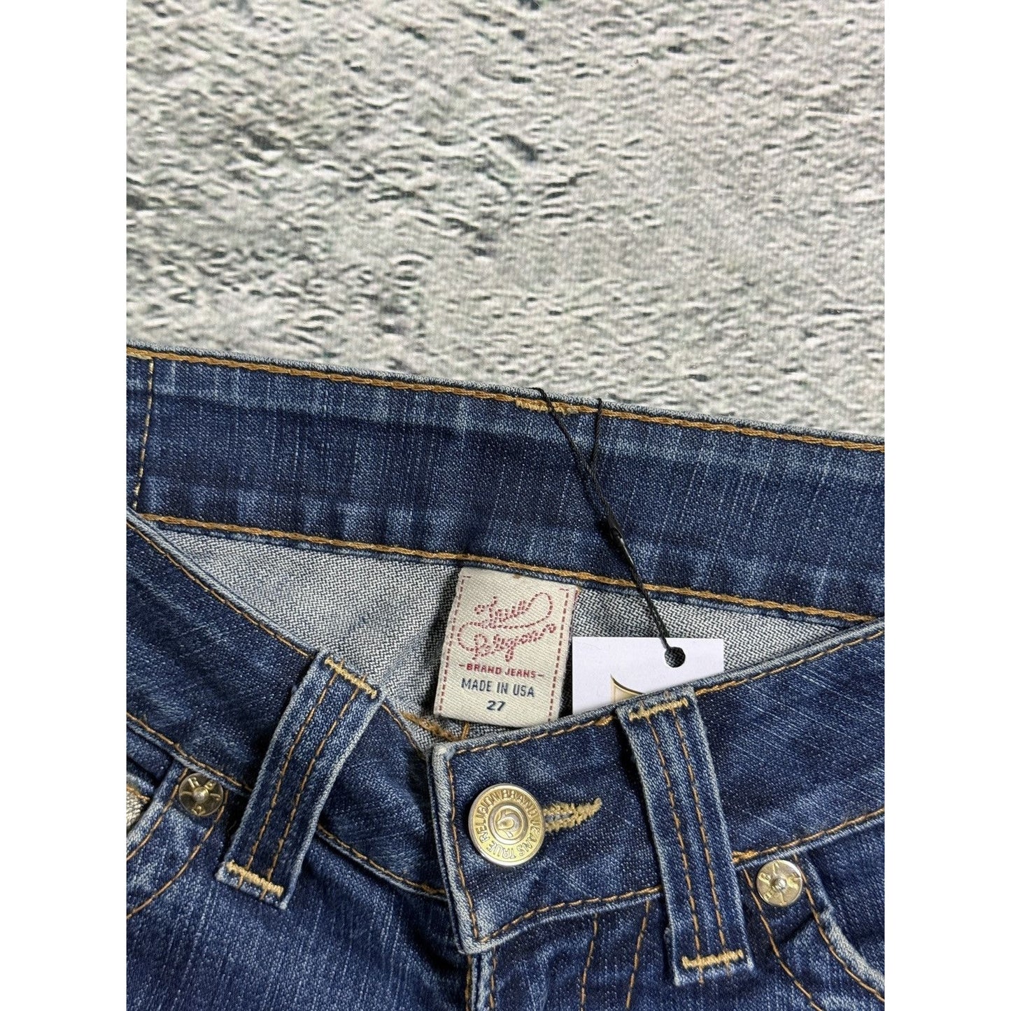 True Religion jeans Flared bootcut navy silver blue painted