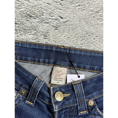 True Religion jeans Flared bootcut navy silver blue painted