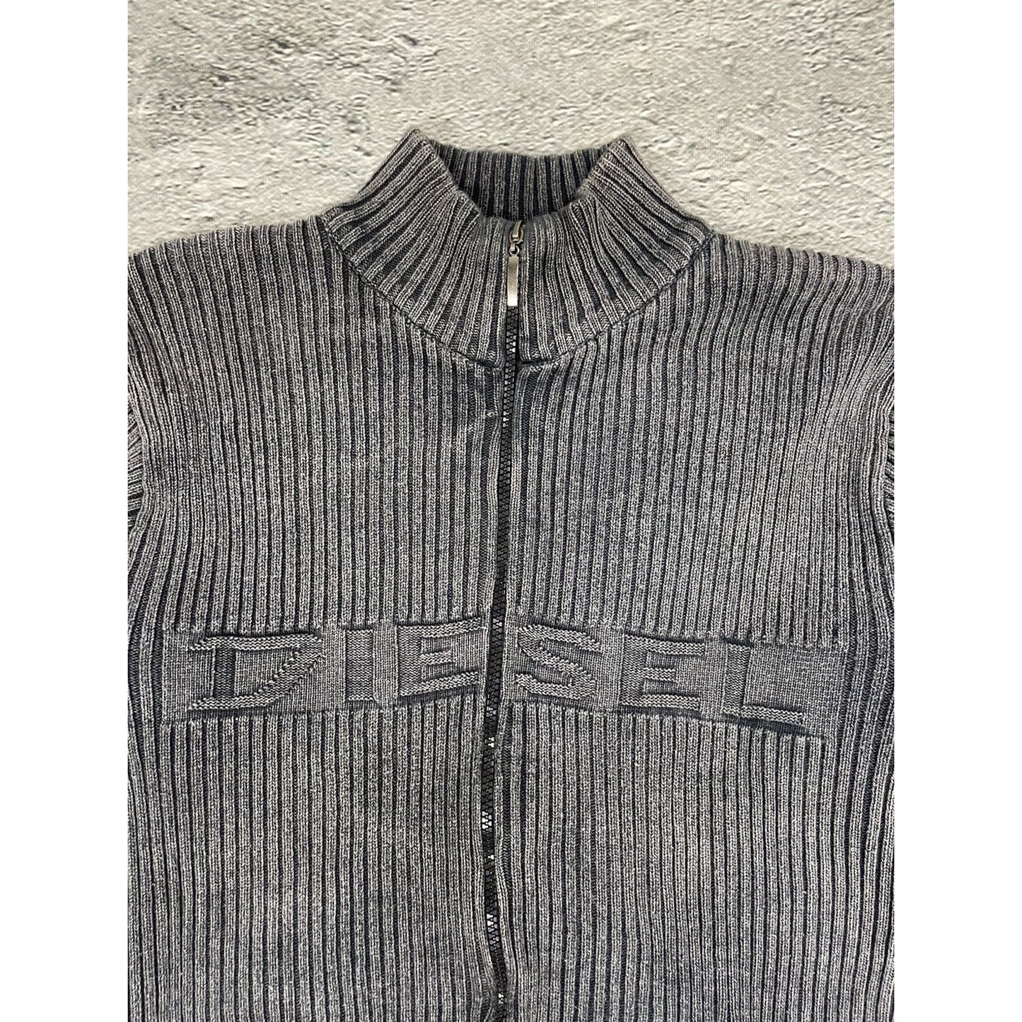 Diesel zip sweater grey vintage avant garde big logo