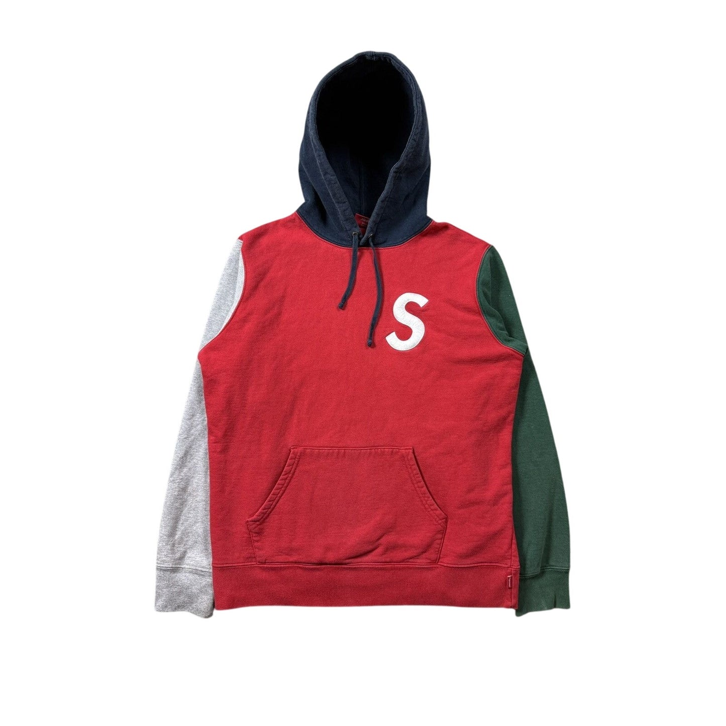 Supreme S Logo Colorblocked Hooded Sweatshirt Red