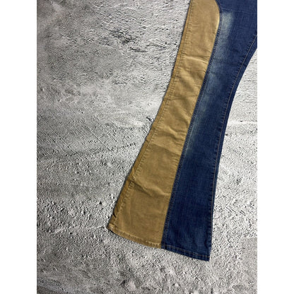 Y2K jeans flared bootcut corduroy navy beige