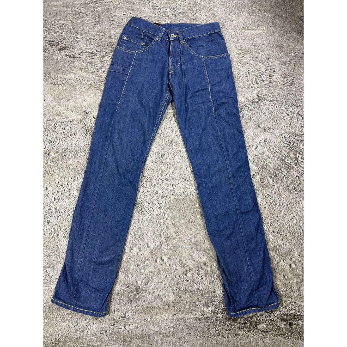 Evisu EU ED jeans vintage denim pants cargo blue yellow Y2K