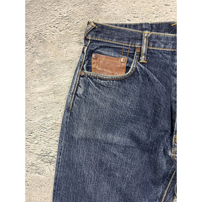 Evisu jeans daicock leather brown big logo navy raw Selvedge