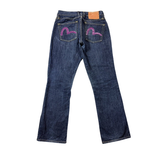 Evisu jeans vintage purple handpainted seagull logo denim