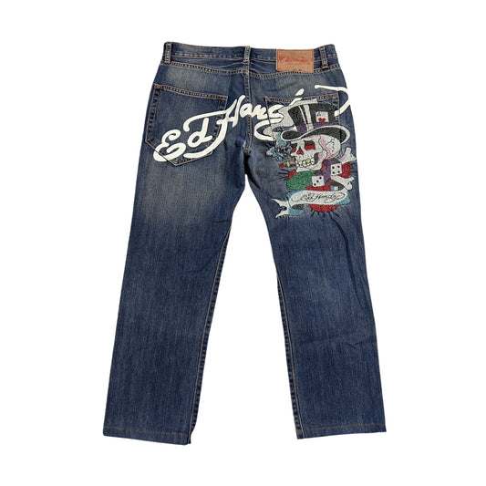 Ed Hardy Christian Audigier vintage jeans big logo pants