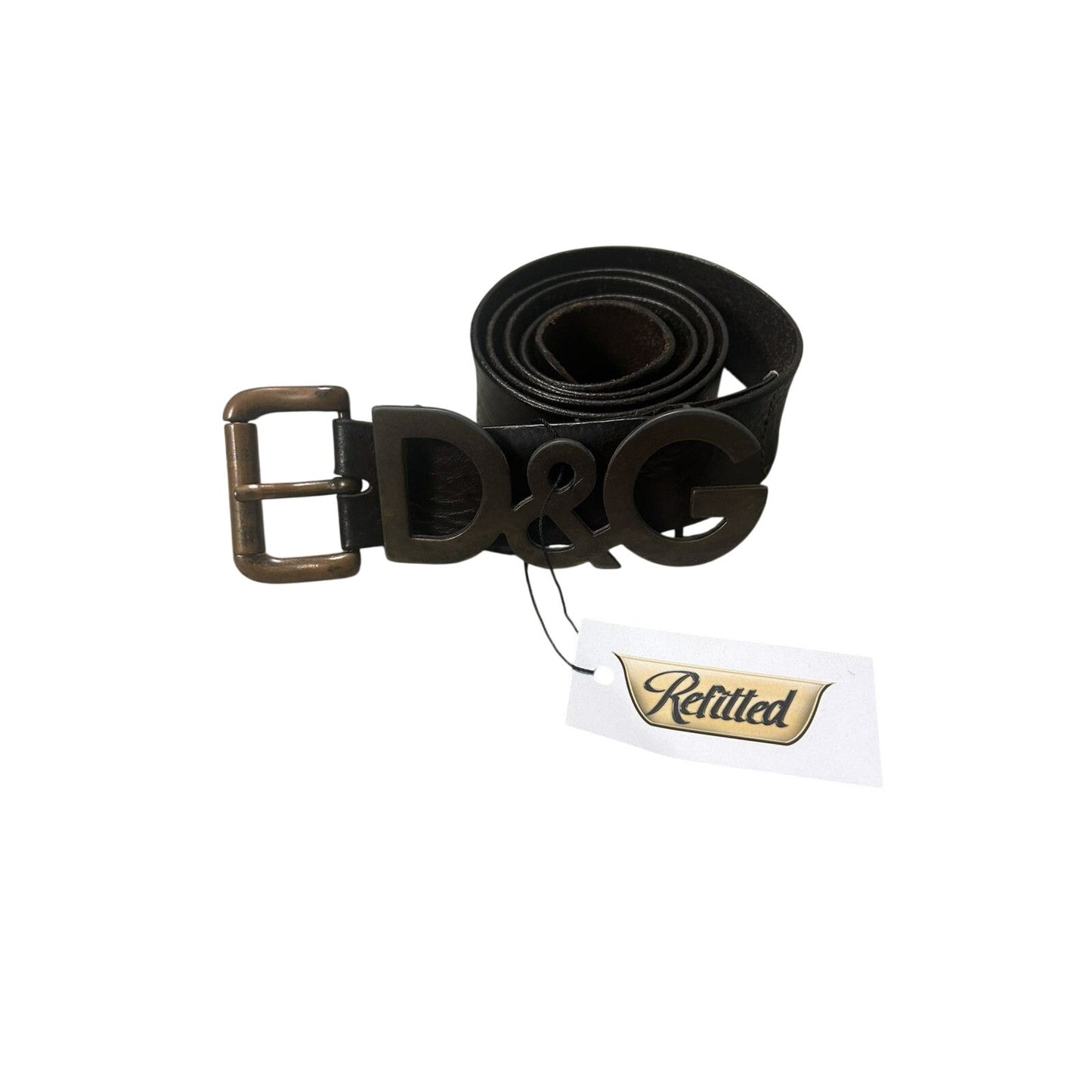 Dolce & Gabbana leather belt big buckle Y2K brown