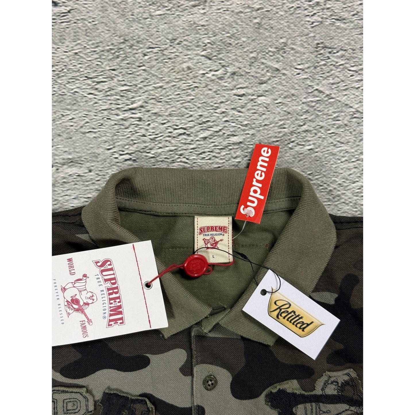 Supreme x True Religion polo shirt camo L