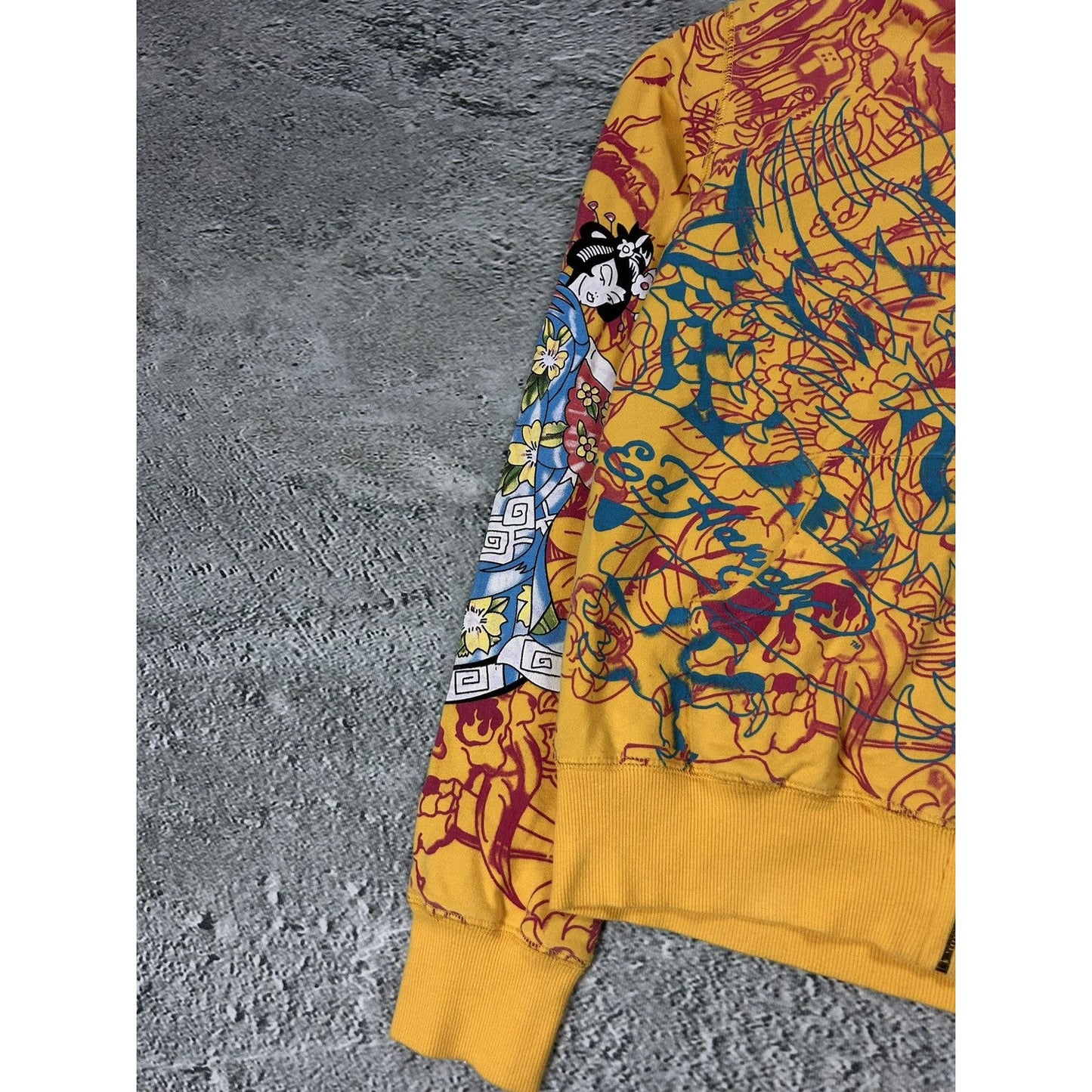 Ed Hardy zip hoodie yellow vintage Y2K Christian Audigier