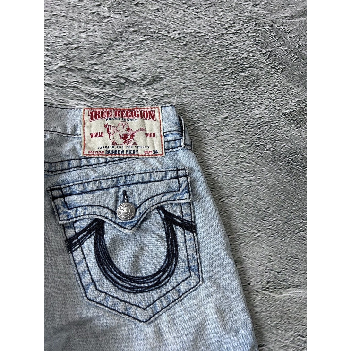 True Religion vintage baby blue jeans Ricky Rainbow