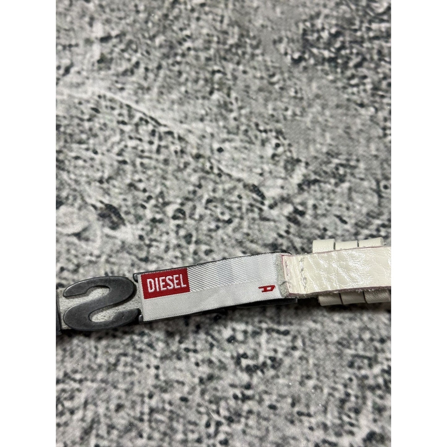 Diesel leather belt multicolour moving letters Y2K white