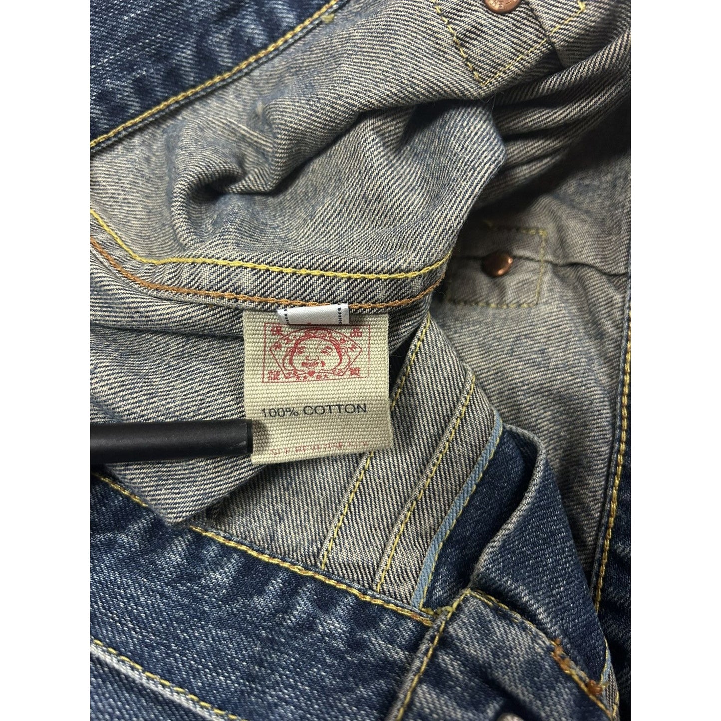Evisu Japan vintage denim jacket seagulls navy blue