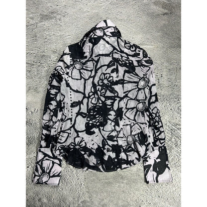 Gucci shirt white black abstract longsleeve Tom Ford era
