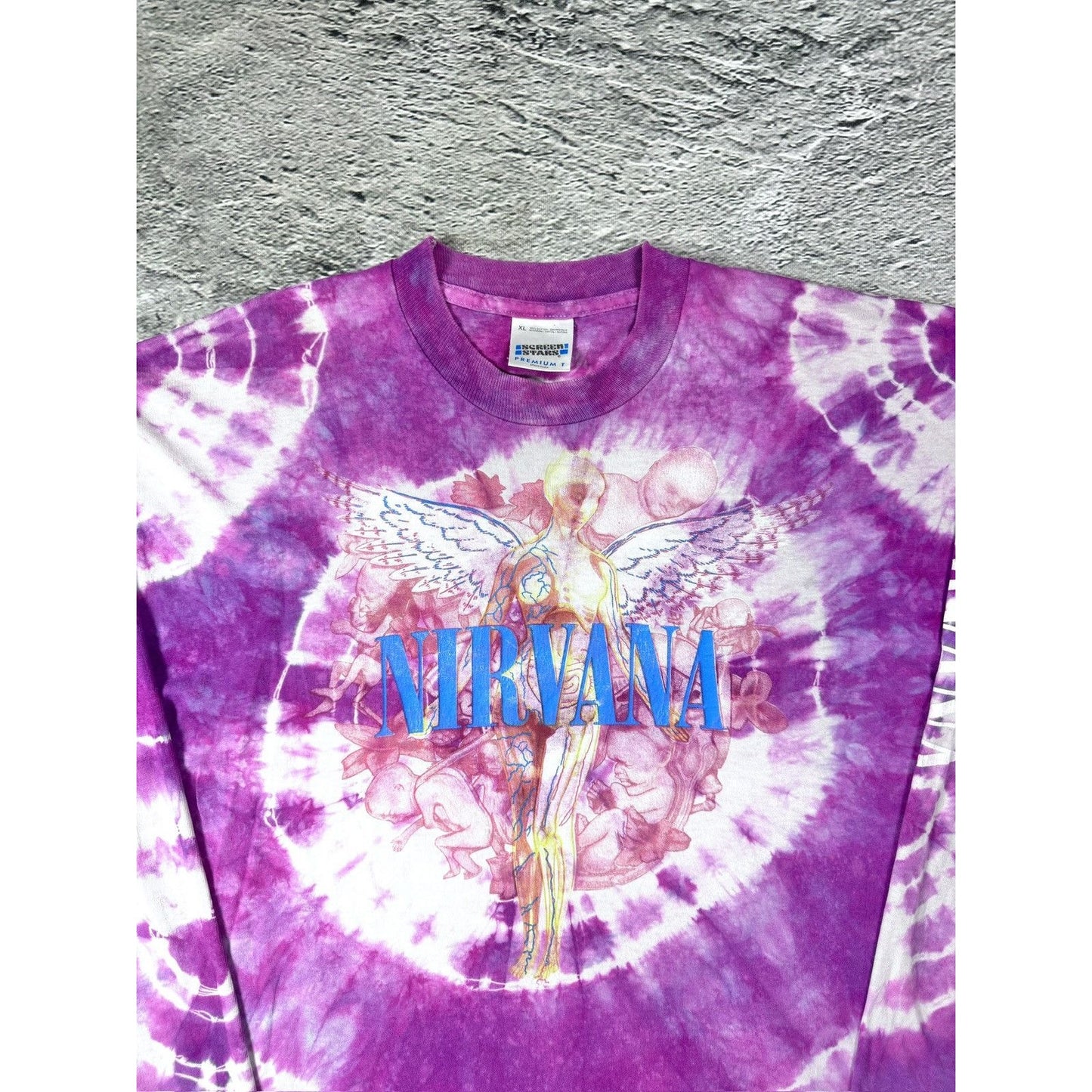 Nirvana In Utero vintage longsleeve t-shirt 90s tie dye pink